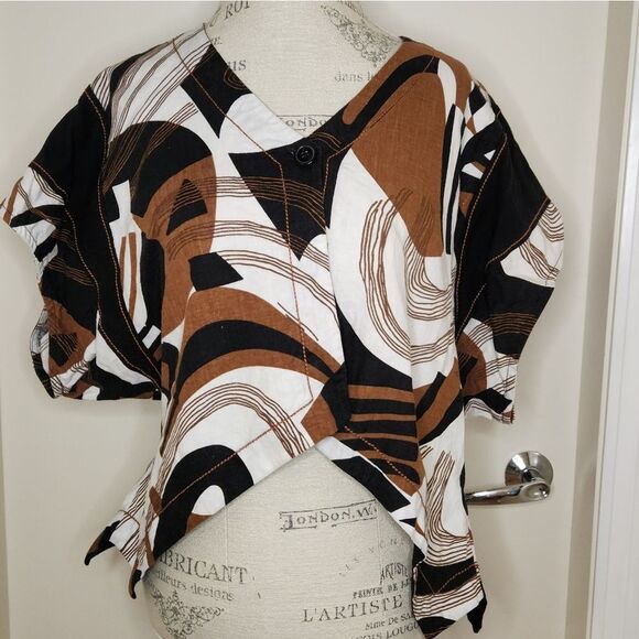 Vintage Jackets & Blazers - Tara Vao Crop Linen Shirt Jacket